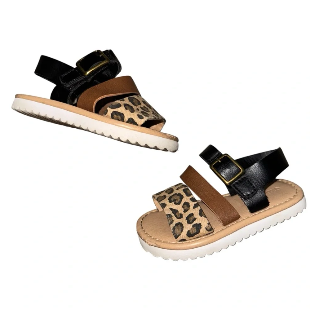 Old Navy Kids Sandals with Leopard Print and Black Straps